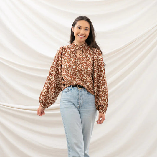 Lighthouse Clothing Grace Blouse - Rusty Floral
