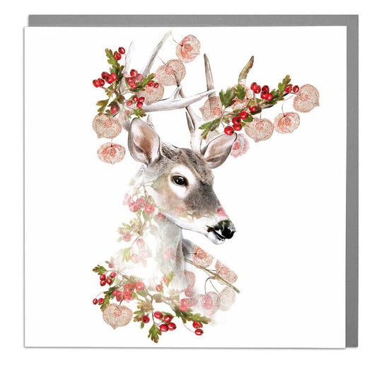 Merry Christmas White Tailed Deer Card
