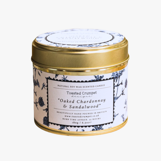 Oaked Chardonnay & Sandalwood Candle in a Matt Gold Tin