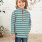 Lighthouse Clothing Riley Boys Half Zip Sweatshirt - Orange/Blue Stripe