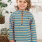 Lighthouse Clothing Riley Boys Half Zip Sweatshirt - Orange/Blue Stripe